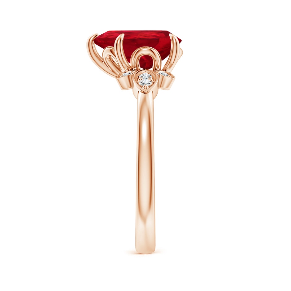 10x8mm AAA Nature-Inspired Pear-Shaped Ruby Engagement Ring in Rose Gold side 299