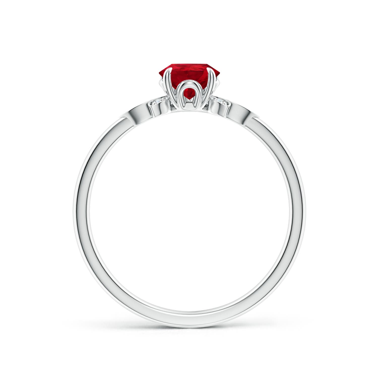 7x5mm AAA Nature-Inspired Pear-Shaped Ruby Engagement Ring in White Gold