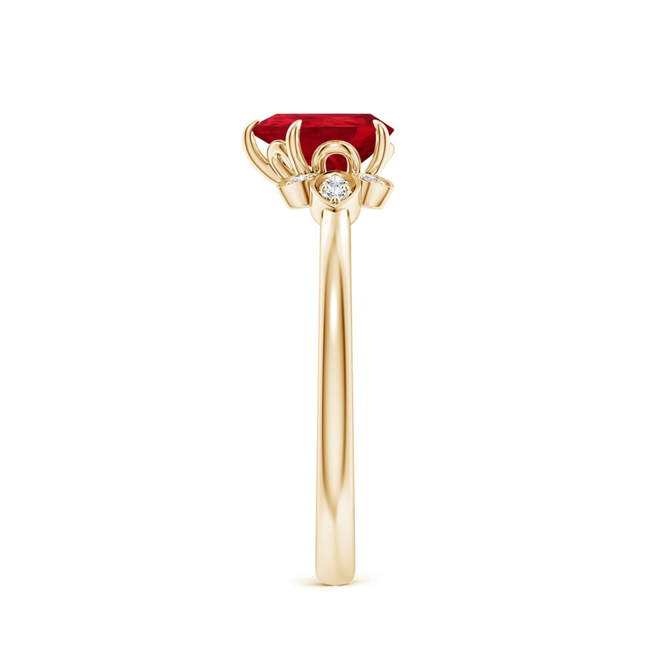 7x5mm AAA Nature-Inspired Pear-Shaped Ruby Engagement Ring in Yellow Gold side 299