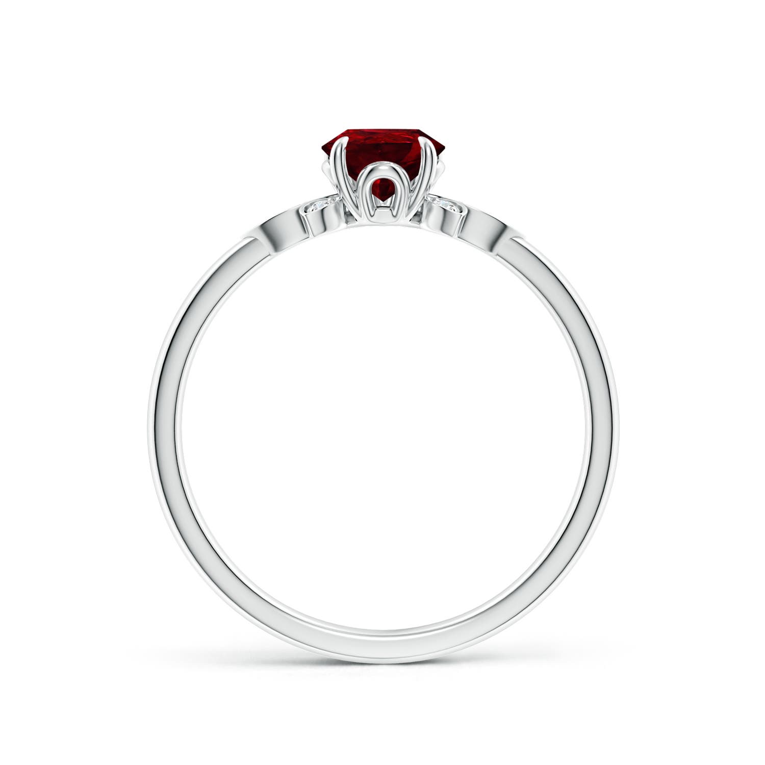 7x5mm AAAA Nature-Inspired Pear-Shaped Ruby Engagement Ring in White Gold