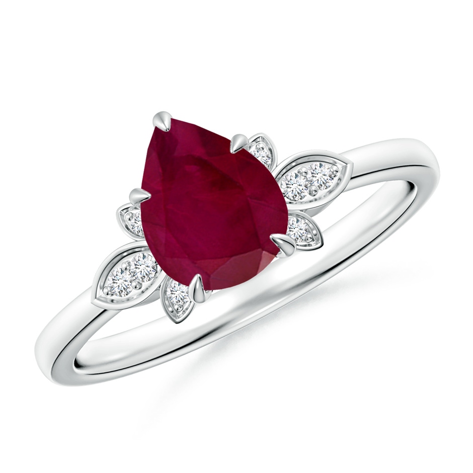 8x6mm A Nature-Inspired Pear-Shaped Ruby Engagement Ring in White Gold 
