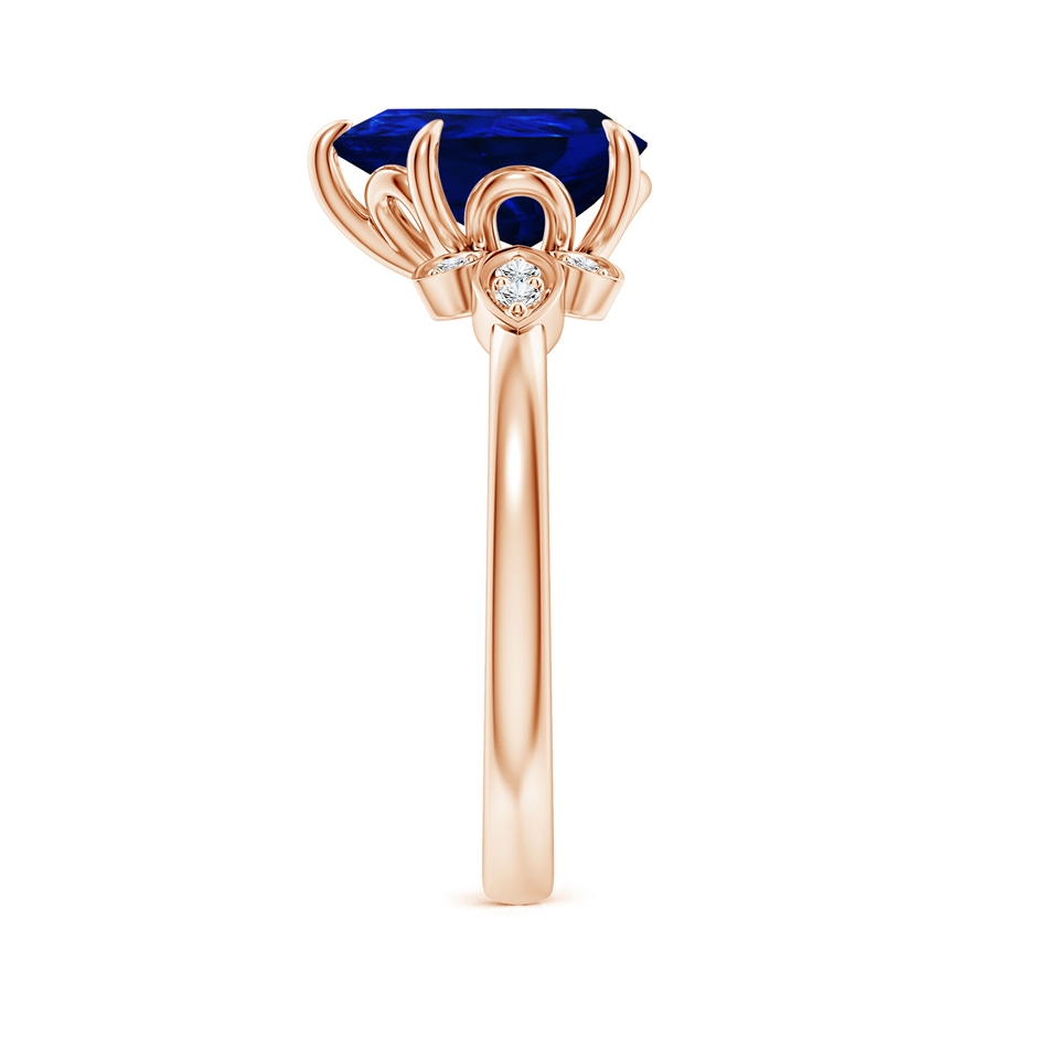 10x8mm Lab-Grown Nature-Inspired Pear-Shaped Blue Sapphire Engagement Ring in 18K Rose Gold side 299