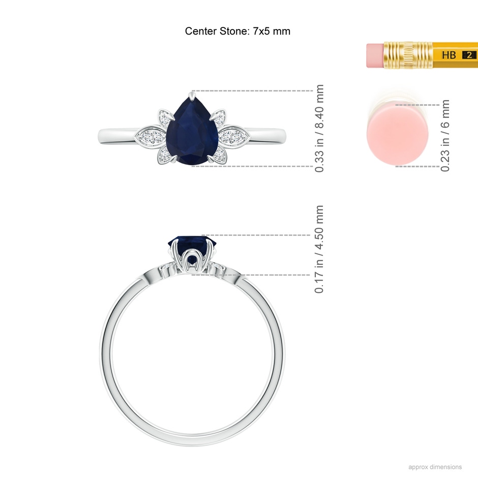 7x5mm A Nature-Inspired Pear-Shaped Blue Sapphire Engagement Ring in P950 Platinum ruler