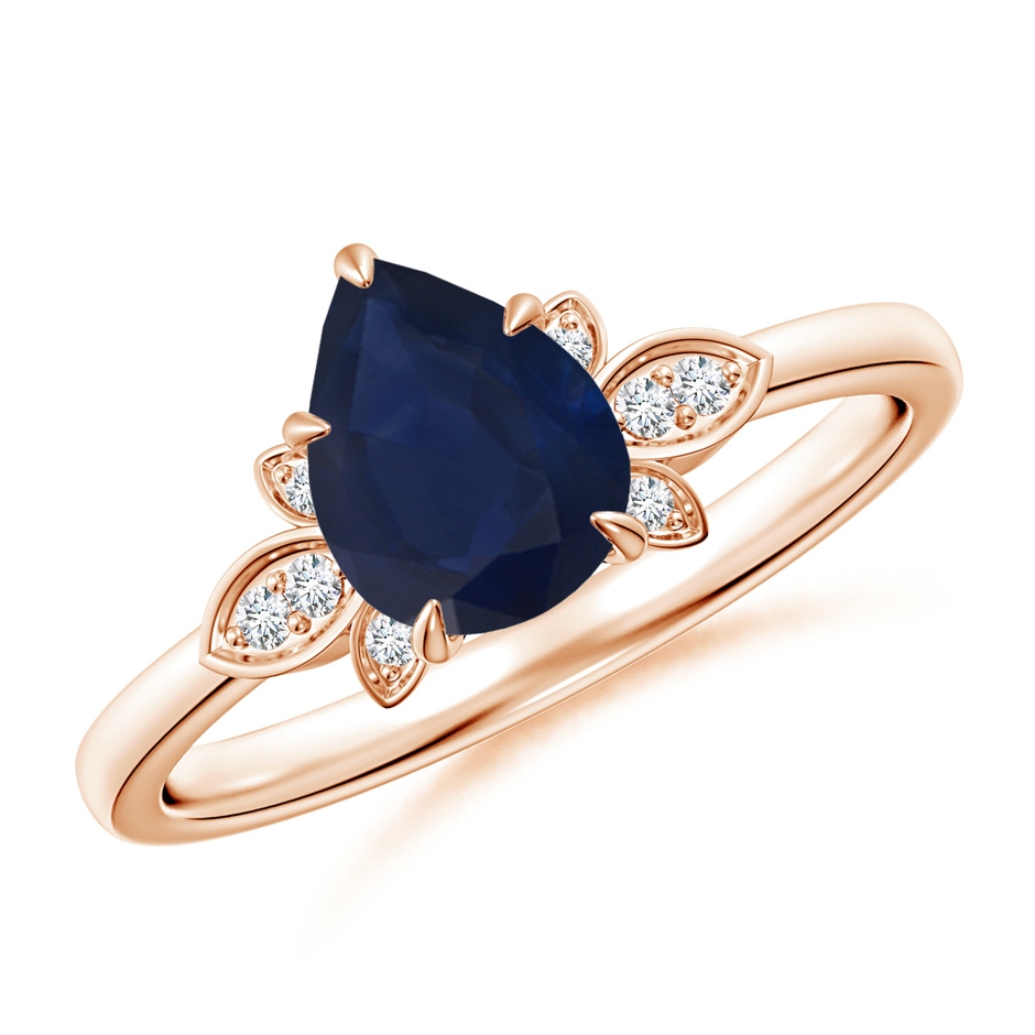 8x6mm A Nature-Inspired Pear-Shaped Blue Sapphire Engagement Ring in Rose Gold 