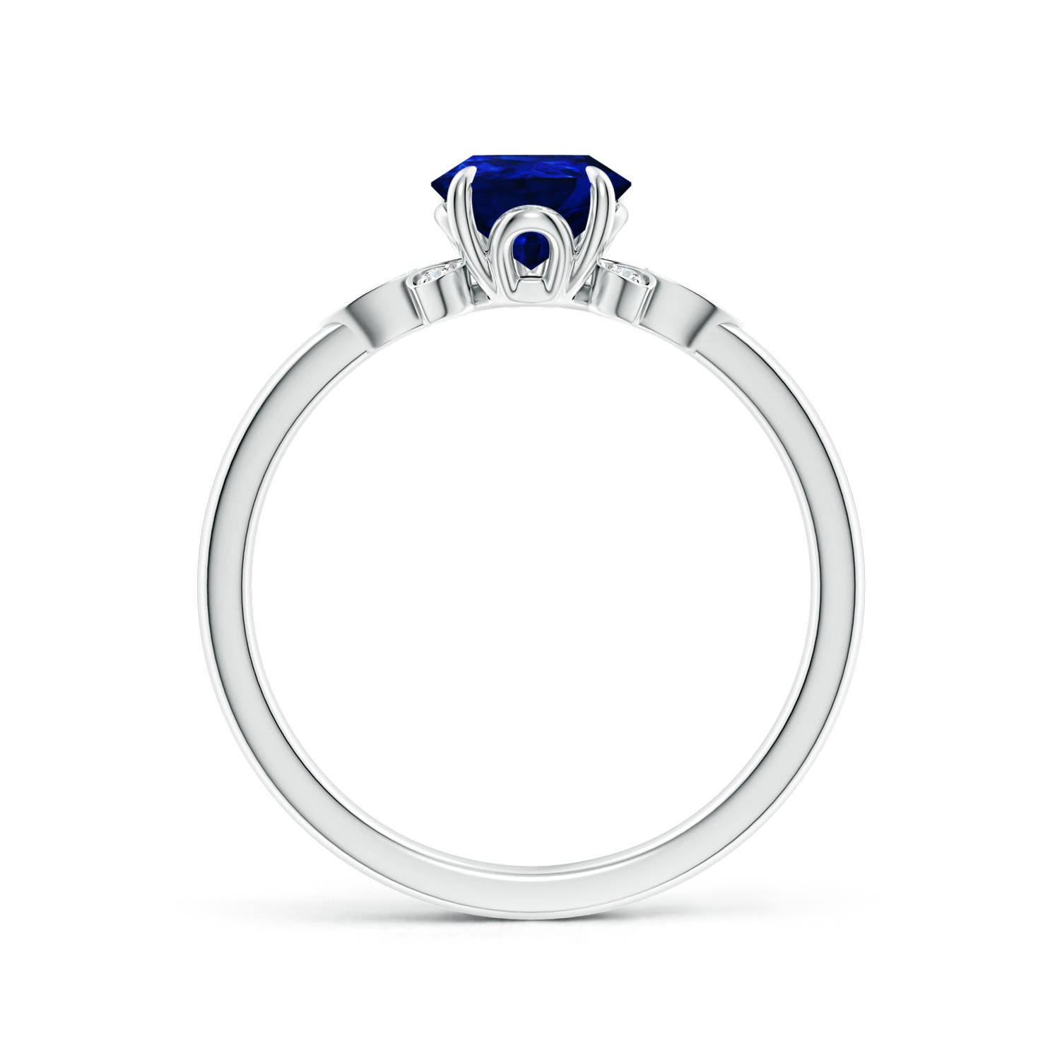 8x6mm AAAA Nature-Inspired Pear-Shaped Blue Sapphire Engagement Ring in 18K White Gold