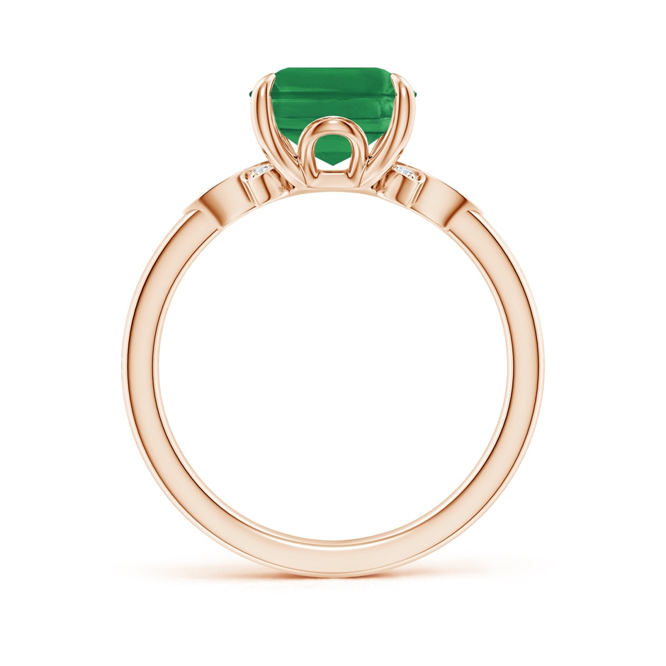 10x8mm AA Nature-Inspired Emerald-Cut Emerald Engagement Ring in 18K Rose Gold side 199