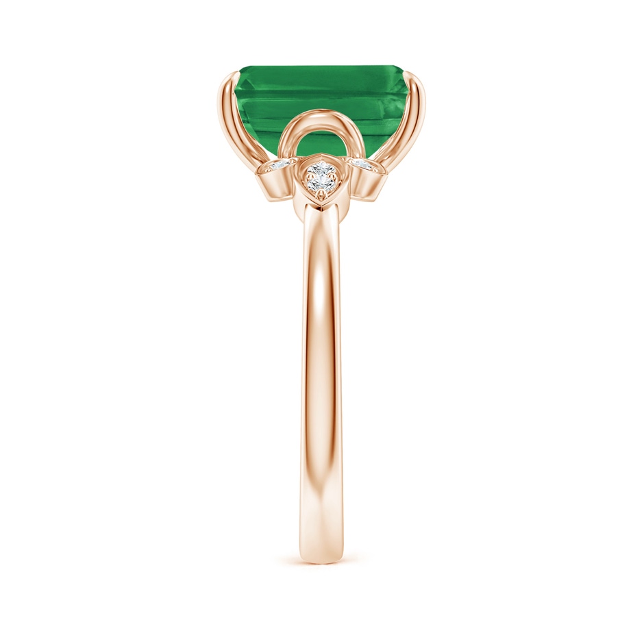 10x8mm AA Nature-Inspired Emerald-Cut Emerald Engagement Ring in 18K Rose Gold side 299