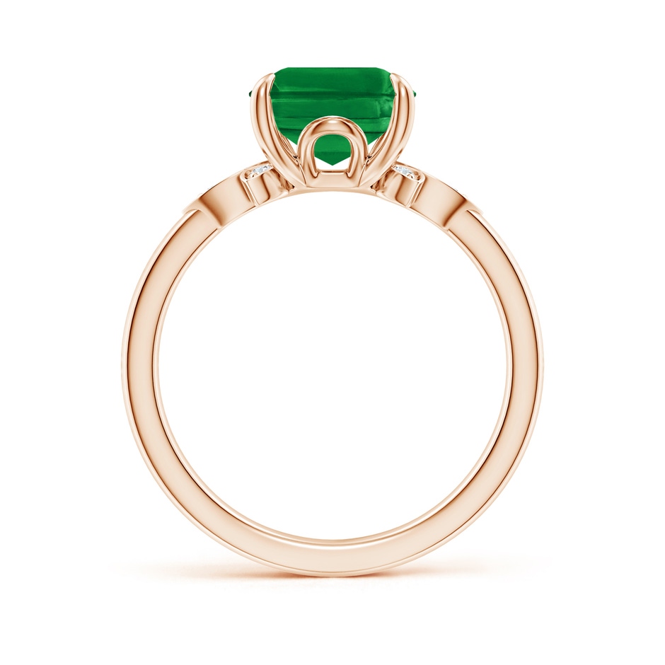 10x8mm AAA Nature-Inspired Emerald-Cut Emerald Engagement Ring in Rose Gold side 199