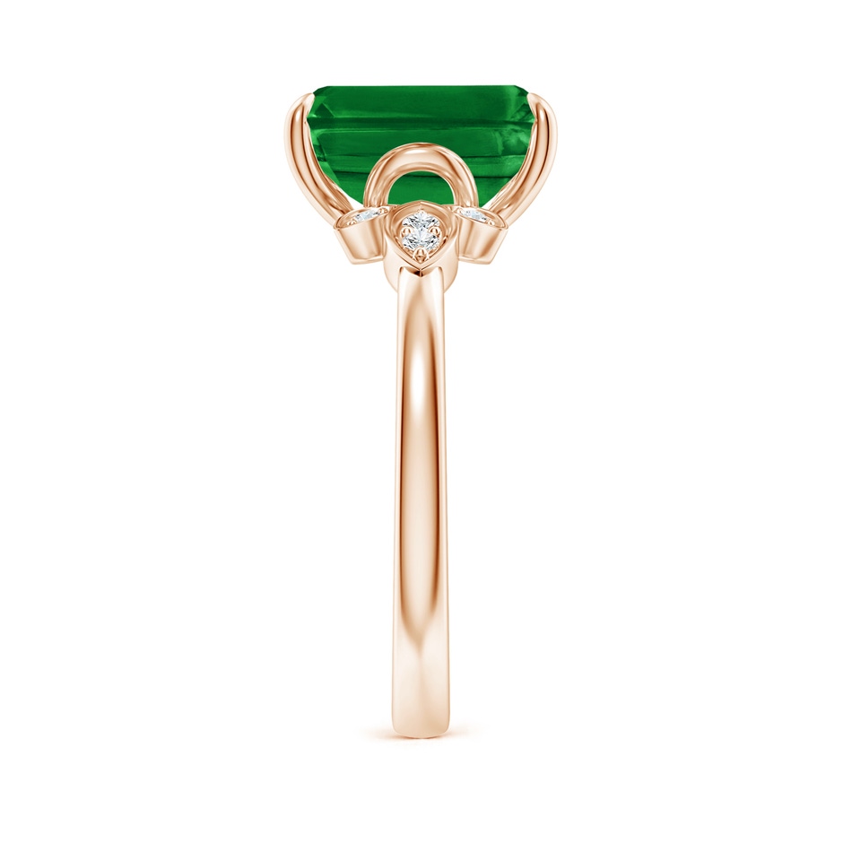 10x8mm AAAA Nature-Inspired Emerald-Cut Emerald Engagement Ring in Rose Gold side 299