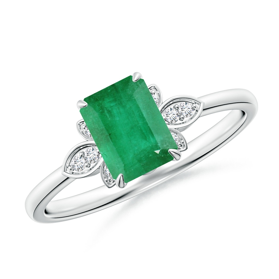 7x5mm A Nature-Inspired Emerald-Cut Emerald Engagement Ring in P950 Platinum 