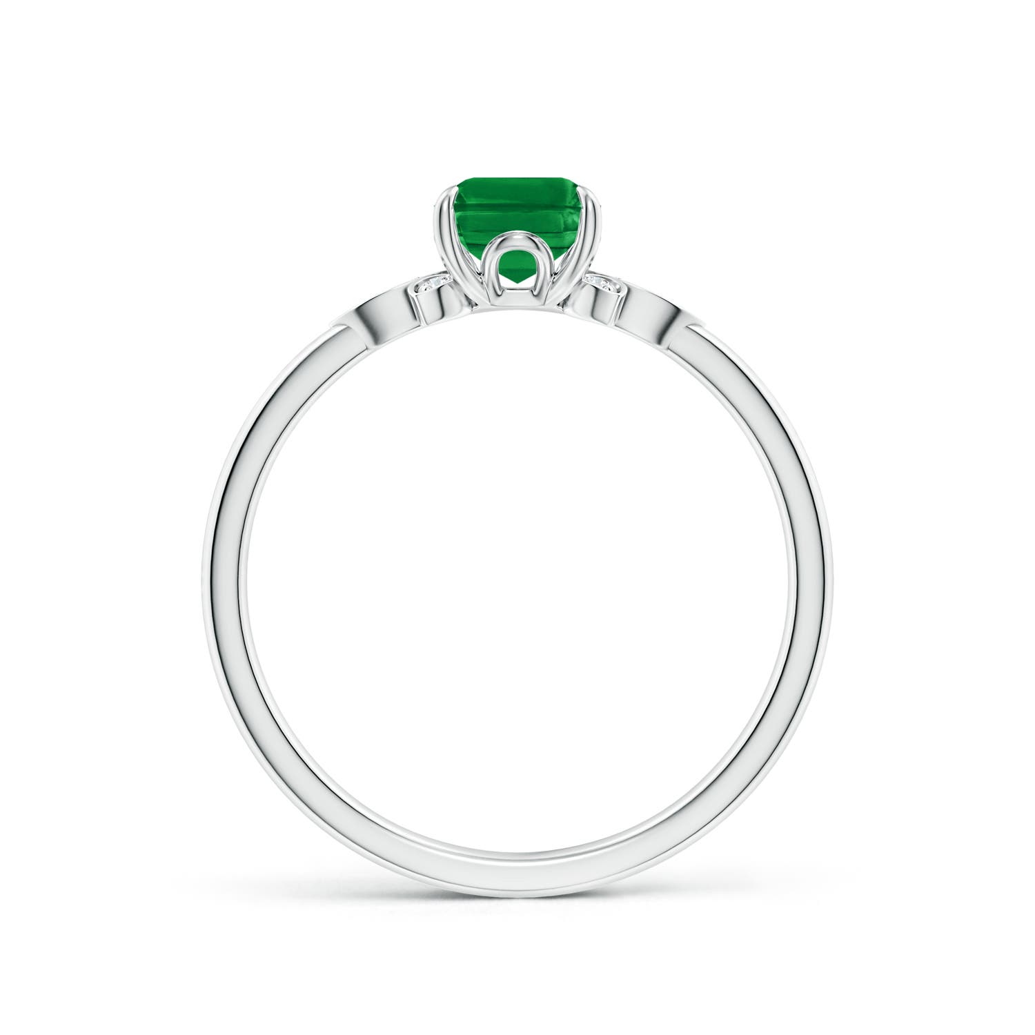 7x5mm AAA Nature-Inspired Emerald-Cut Emerald Engagement Ring in White Gold - side 2