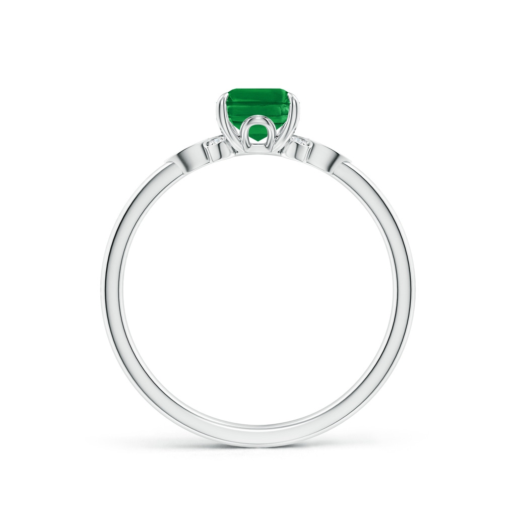 7x5mm AAA Nature-Inspired Emerald-Cut Emerald Engagement Ring in White Gold - side 199