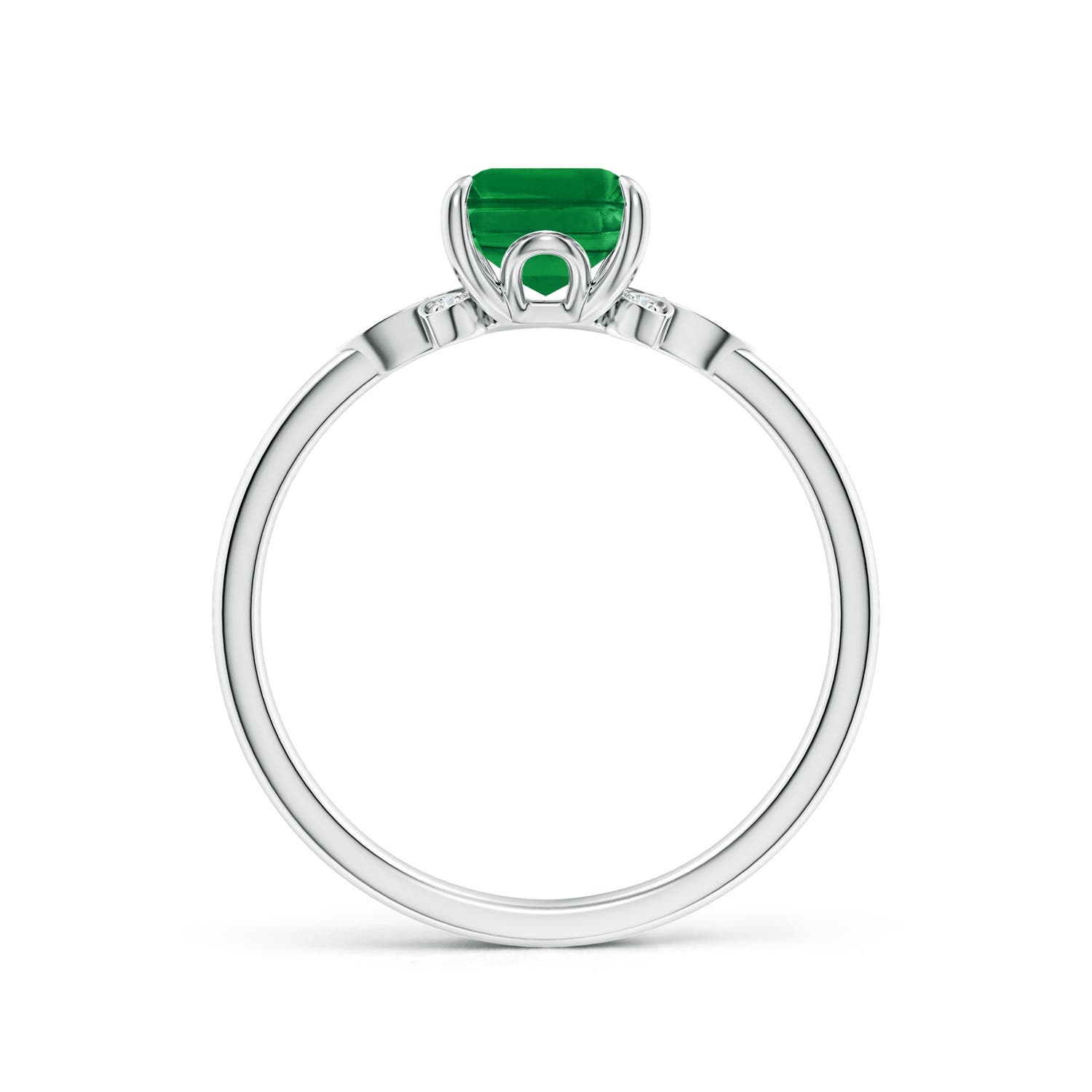 8x6mm AAA Nature-Inspired Emerald-Cut Emerald Engagement Ring in White Gold