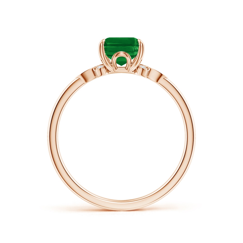 8x6mm AAAA Nature-Inspired Emerald-Cut Emerald Engagement Ring in Rose Gold side 199