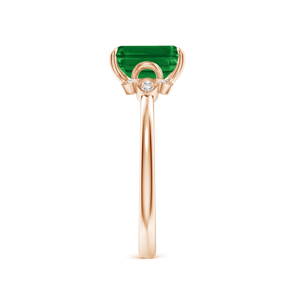 8x6mm AAAA Nature-Inspired Emerald-Cut Emerald Engagement Ring in Rose Gold side 299