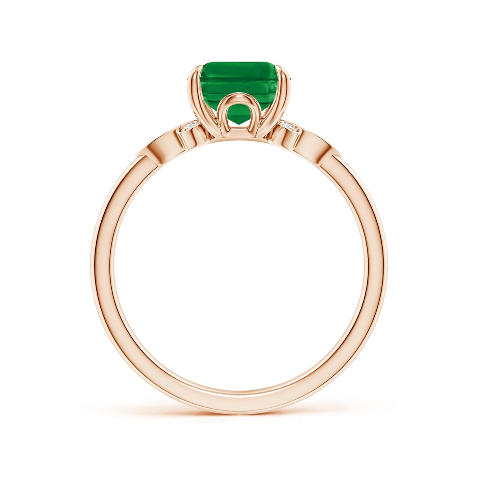 9x7mm AAA Nature-Inspired Emerald-Cut Emerald Engagement Ring in Rose Gold side 199