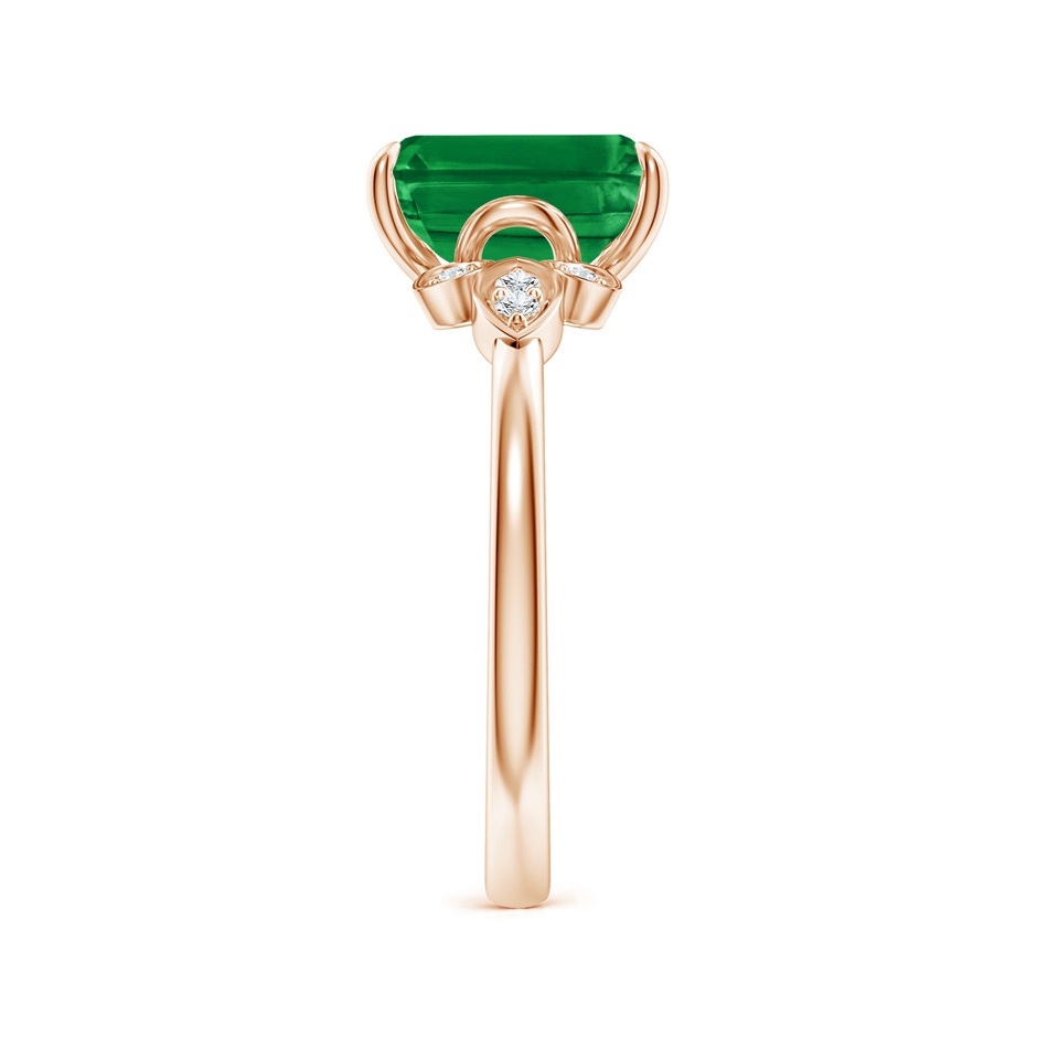 9x7mm AAA Nature-Inspired Emerald-Cut Emerald Engagement Ring in Rose Gold side 299
