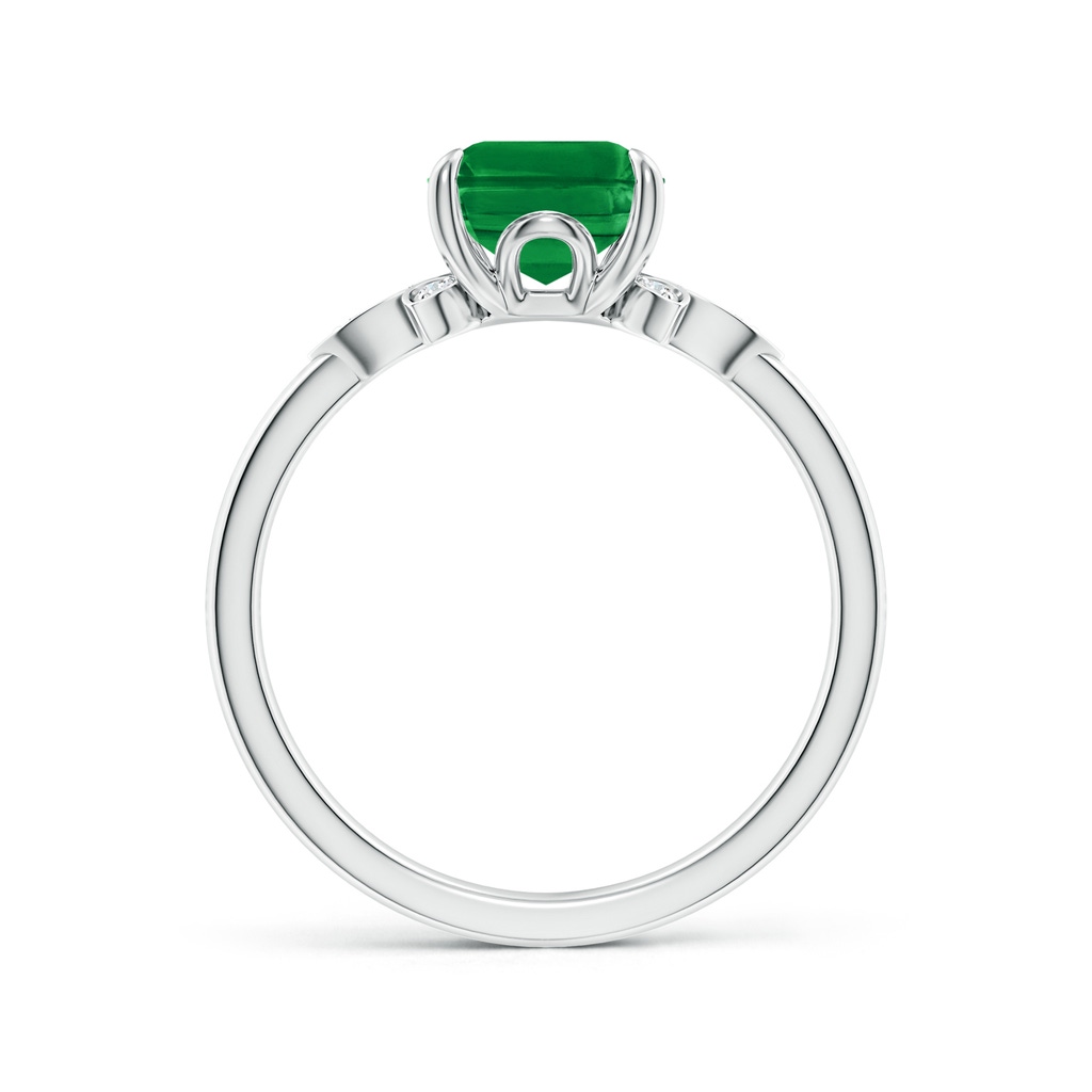 9x7mm AAA Nature-Inspired Emerald-Cut Emerald Engagement Ring in White Gold - side 199