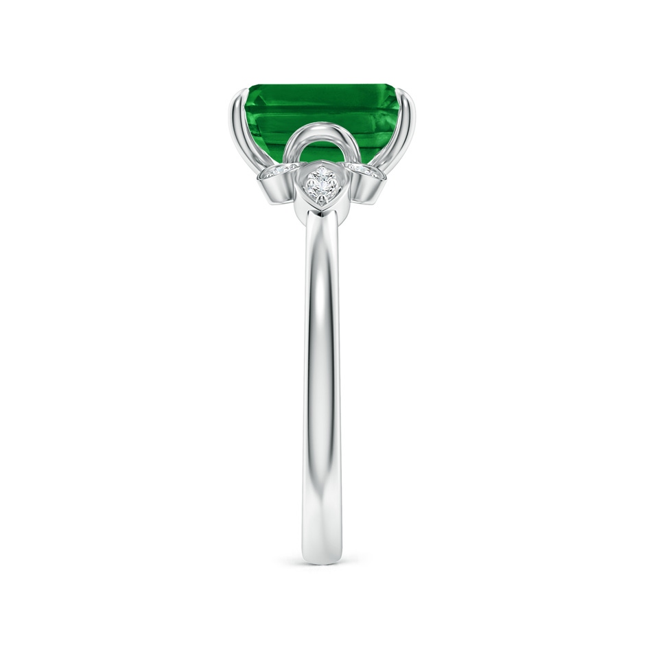 9x7mm AAAA Nature-Inspired Emerald-Cut Emerald Engagement Ring in White Gold side 299