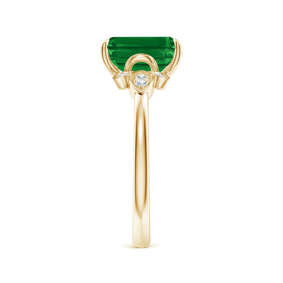 9x7mm AAAA Nature-Inspired Emerald-Cut Emerald Engagement Ring in Yellow Gold side 299