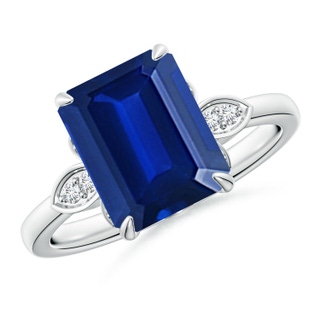 Emerald Cut Lab-Grown Lab Grown Blue Sapphire