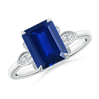 Emerald Cut Lab-Grown Lab Grown Blue Sapphire