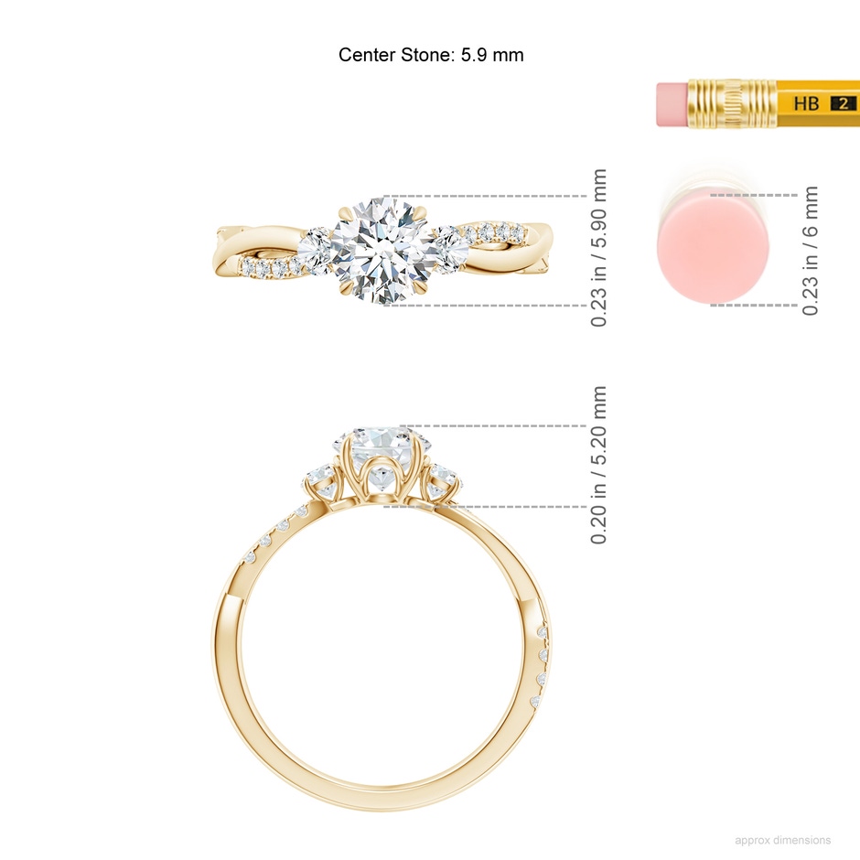 5.9mm GVS2 SR4540D-YG-GVS2-5.9 in Yellow Gold ruler