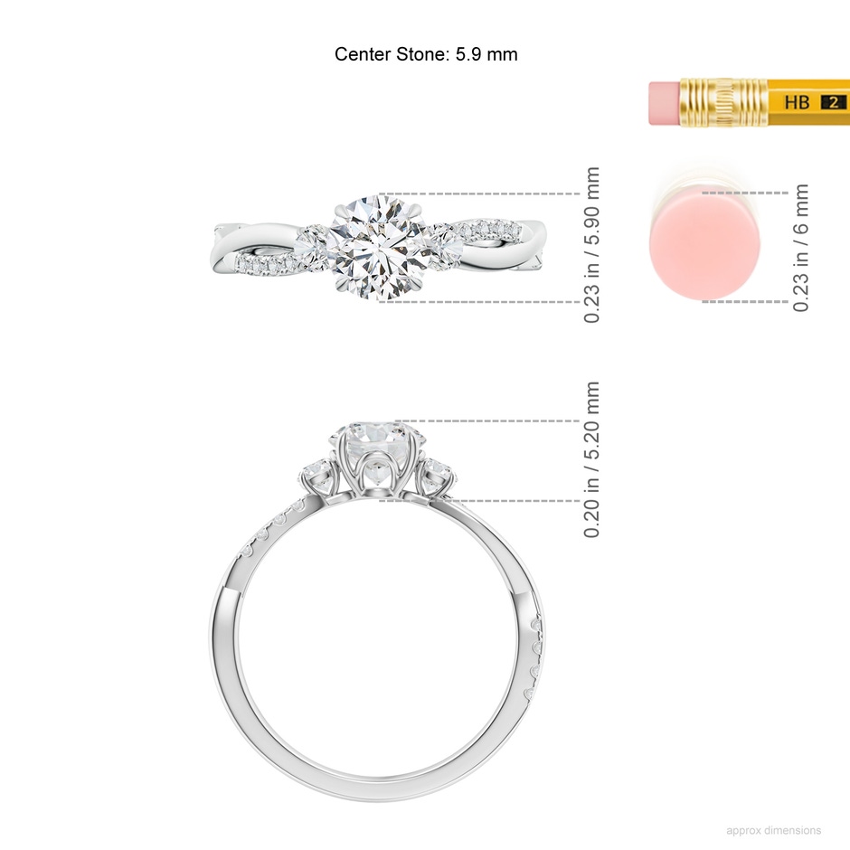 5.9mm HSI2 SR4540D-WGE-HSI2-5.9 in 18K White Gold ruler