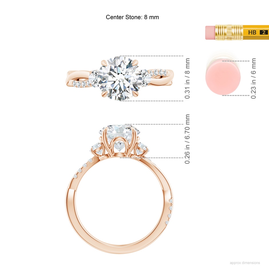 8mm GVS2 SR4540D-RG-GVS2-8 in Rose Gold ruler