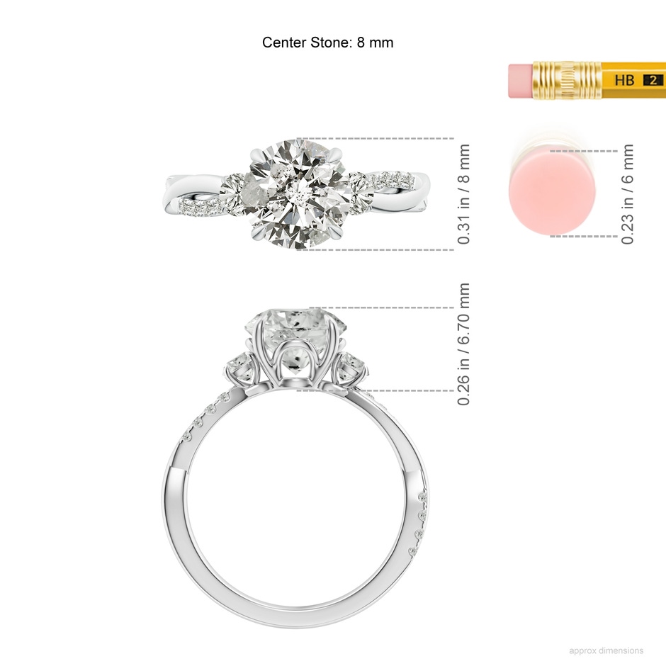 8mm KI3 SR4540D-WG-KI3-8 in White Gold ruler