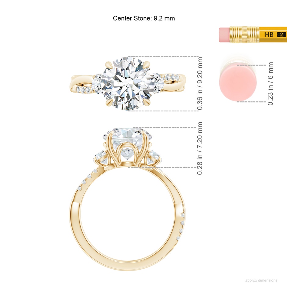 9.2mm GVS2 SR4540D-YG-GVS2-9.2 in Yellow Gold ruler