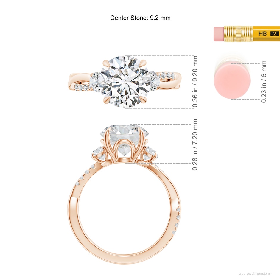 9.2mm HSI2 SR4540D-RG-HSI2-9.2 in Rose Gold ruler