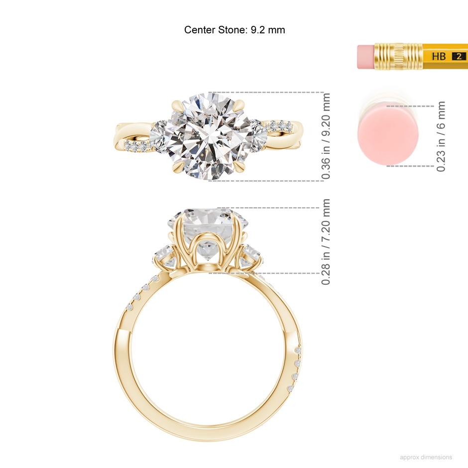 9.2mm IJI1I2 SR4540D-YG-IJI1I2-9.2 in Yellow Gold ruler