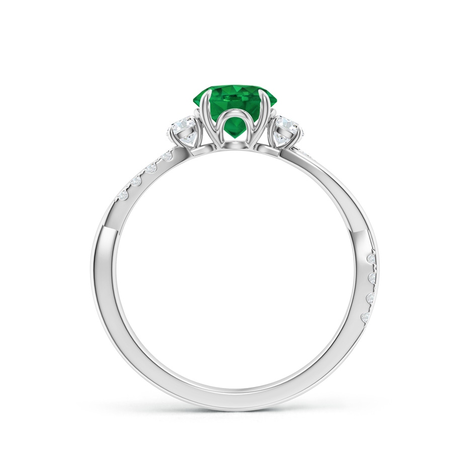 6mm AAA Three Stone Round Emerald & Diamond Engagement Ring in White Gold side 199