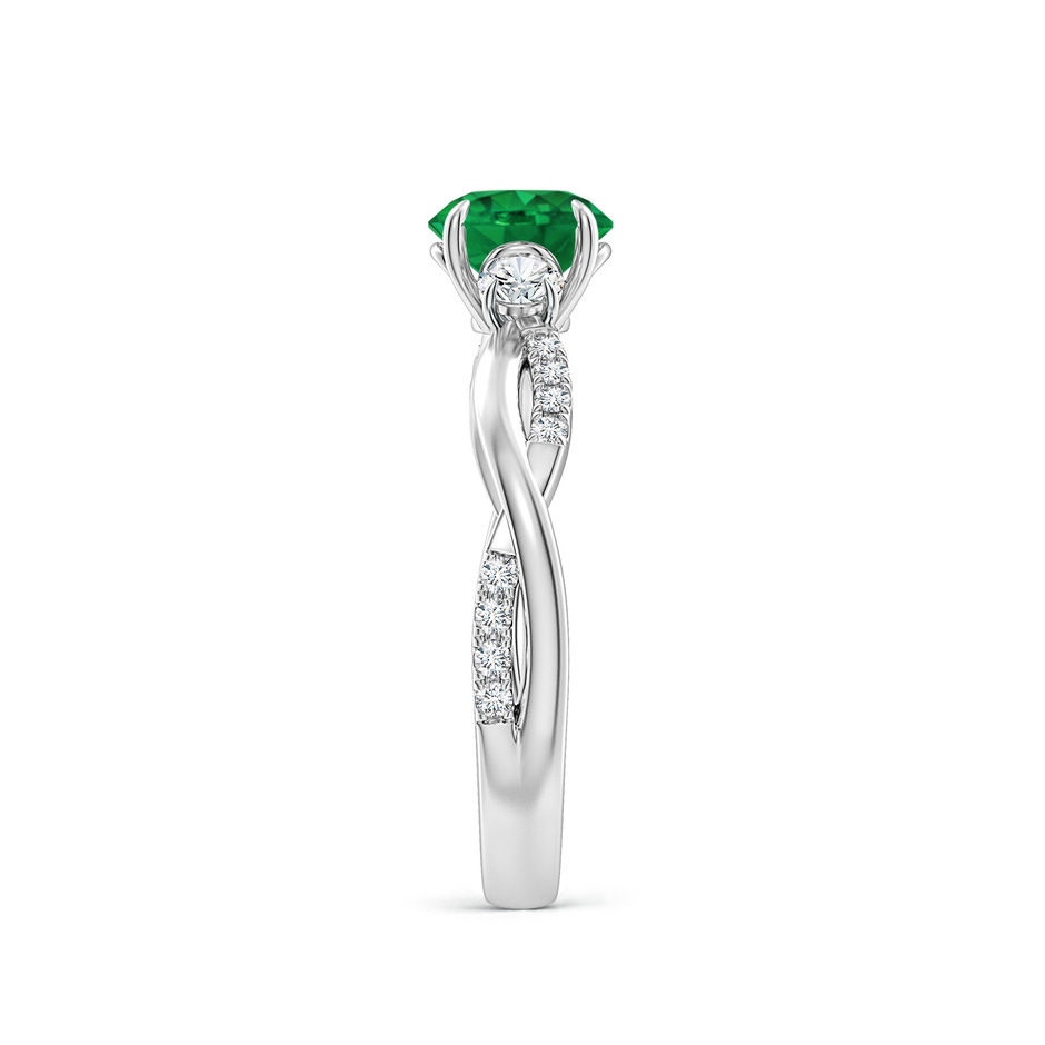 6mm AAA Three Stone Round Emerald & Diamond Engagement Ring in White Gold side 299