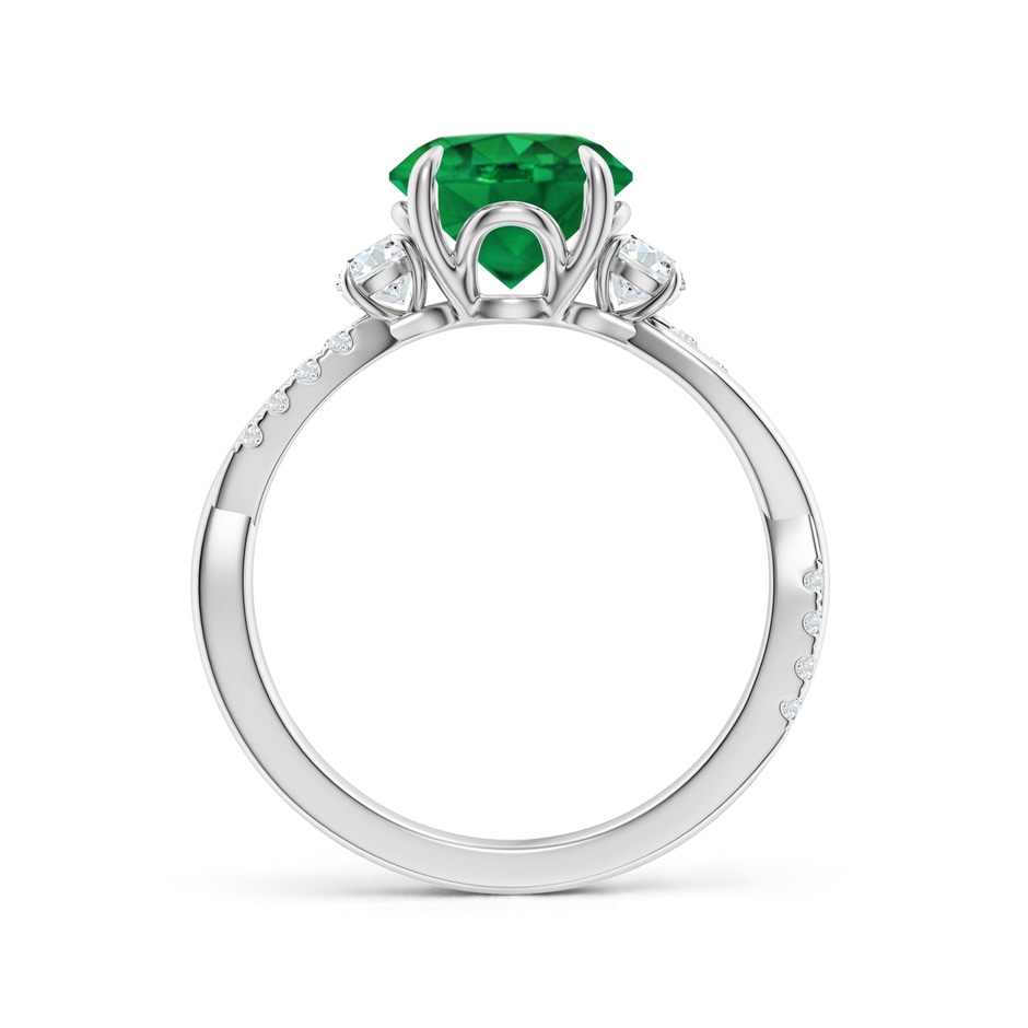 8mm AAA Three Stone Round Emerald & Diamond Engagement Ring in White Gold side 199