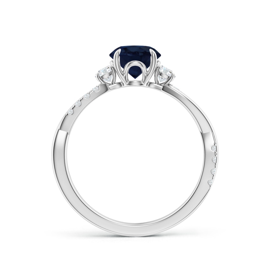 6.5mm A Three Stone Round Blue Sapphire & Diamond Engagement Ring in White Gold side 199