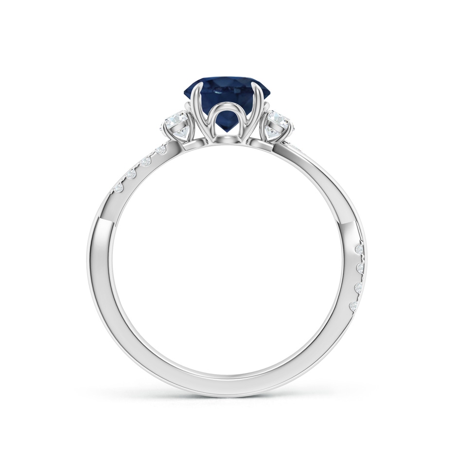 6.5mm AA Three Stone Round Blue Sapphire & Diamond Engagement Ring in White Gold side 199
