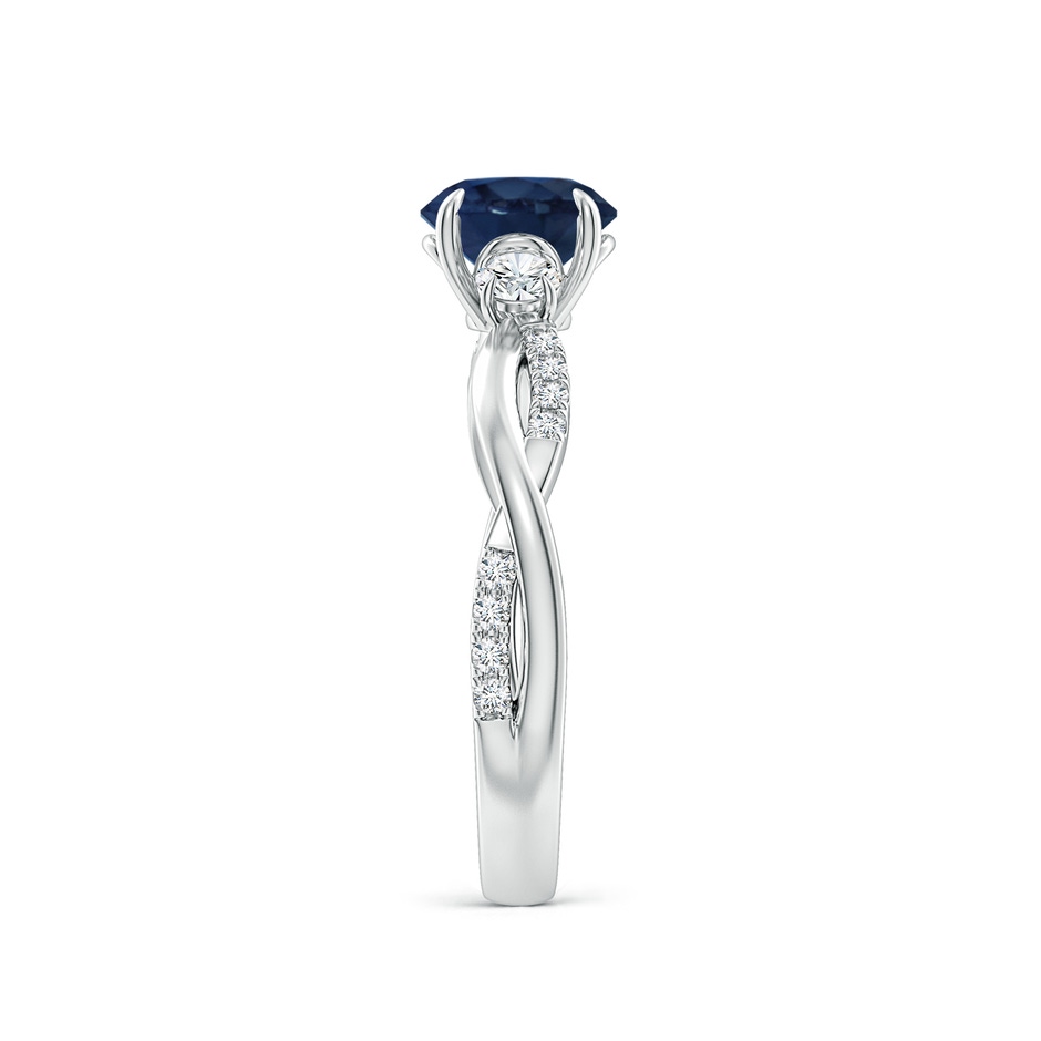 6.5mm AA Three Stone Round Blue Sapphire & Diamond Engagement Ring in White Gold side 299