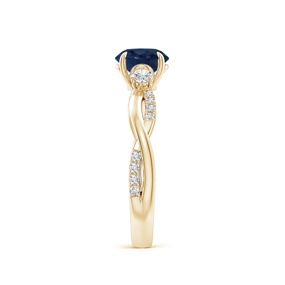 6.5mm AA Three Stone Round Blue Sapphire & Diamond Engagement Ring in Yellow Gold side 299