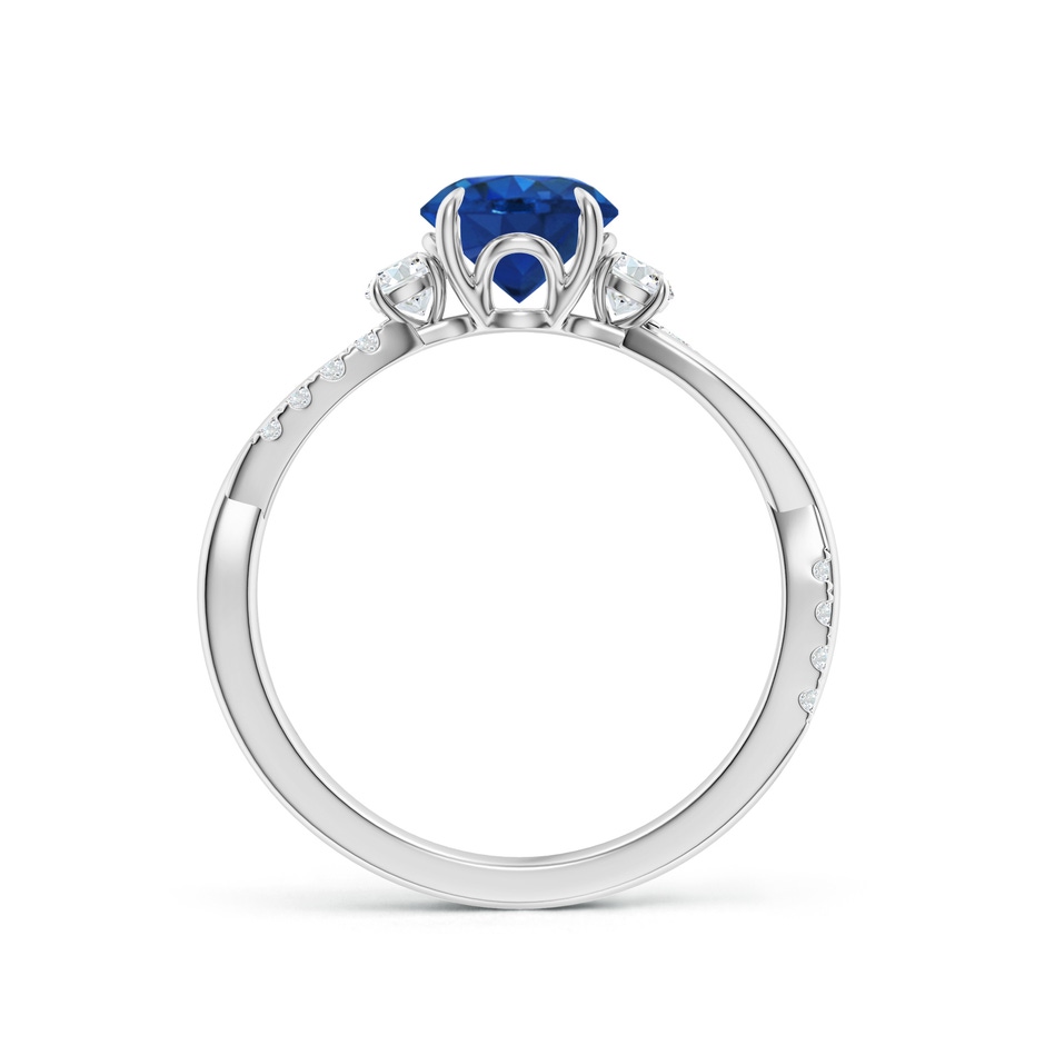 6.5mm AAA Three Stone Round Blue Sapphire & Diamond Engagement Ring in P950 Platinum side 199