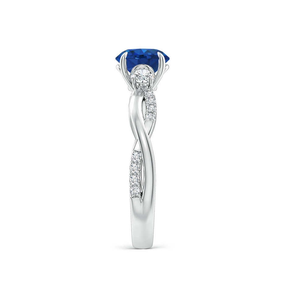 6.5mm AAA Three Stone Round Blue Sapphire & Diamond Engagement Ring in P950 Platinum side 299