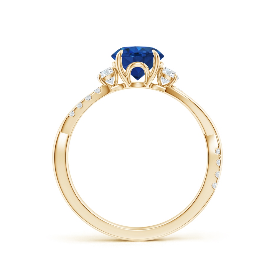 6.5mm AAA Three Stone Round Blue Sapphire & Diamond Engagement Ring in Yellow Gold side 199