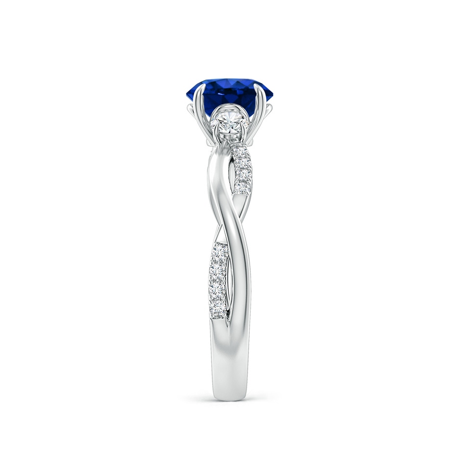 6.5mm AAAA Three Stone Round Blue Sapphire & Diamond Engagement Ring in White Gold side 299