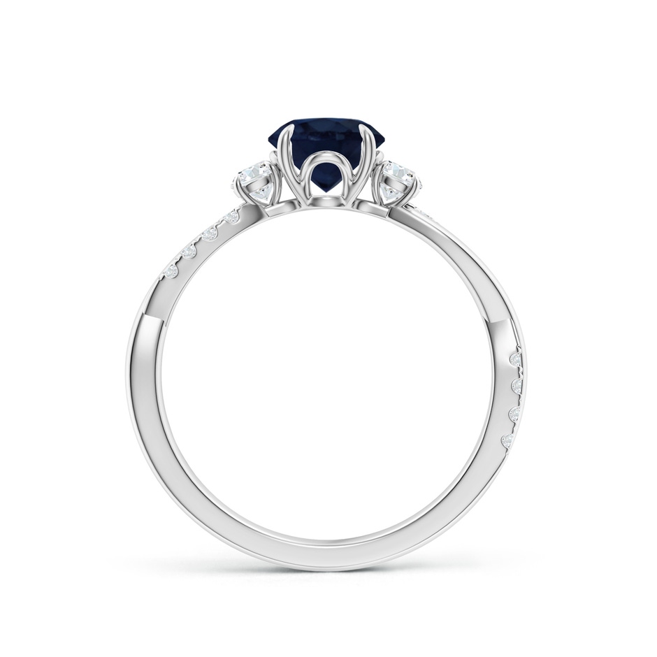 6mm A Three Stone Round Blue Sapphire & Diamond Engagement Ring in White Gold side 199