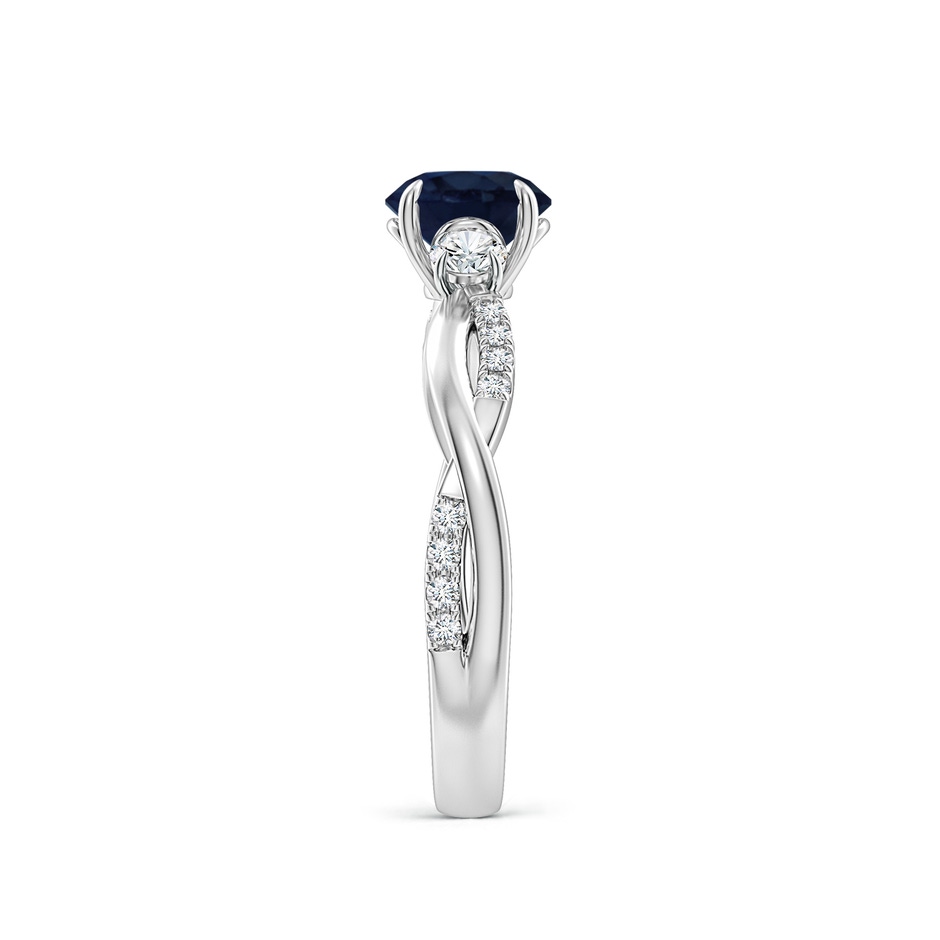 6mm A Three Stone Round Blue Sapphire & Diamond Engagement Ring in White Gold side 299