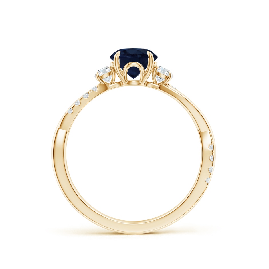 6mm A Three Stone Round Blue Sapphire & Diamond Engagement Ring in Yellow Gold side 199