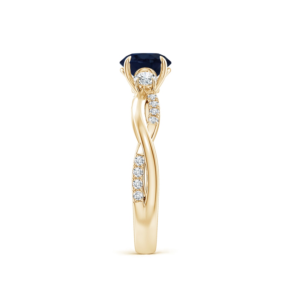 6mm A Three Stone Round Blue Sapphire & Diamond Engagement Ring in Yellow Gold side 299