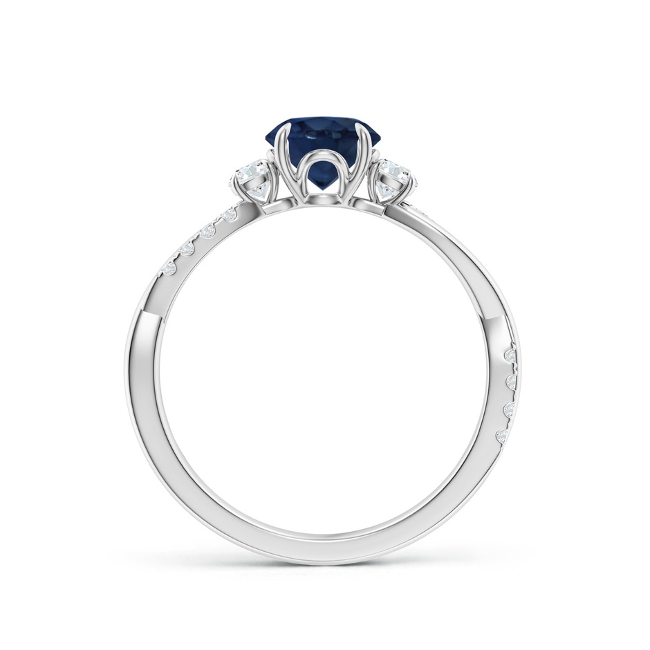6mm AA Three Stone Round Blue Sapphire & Diamond Engagement Ring in P950 Platinum side 199