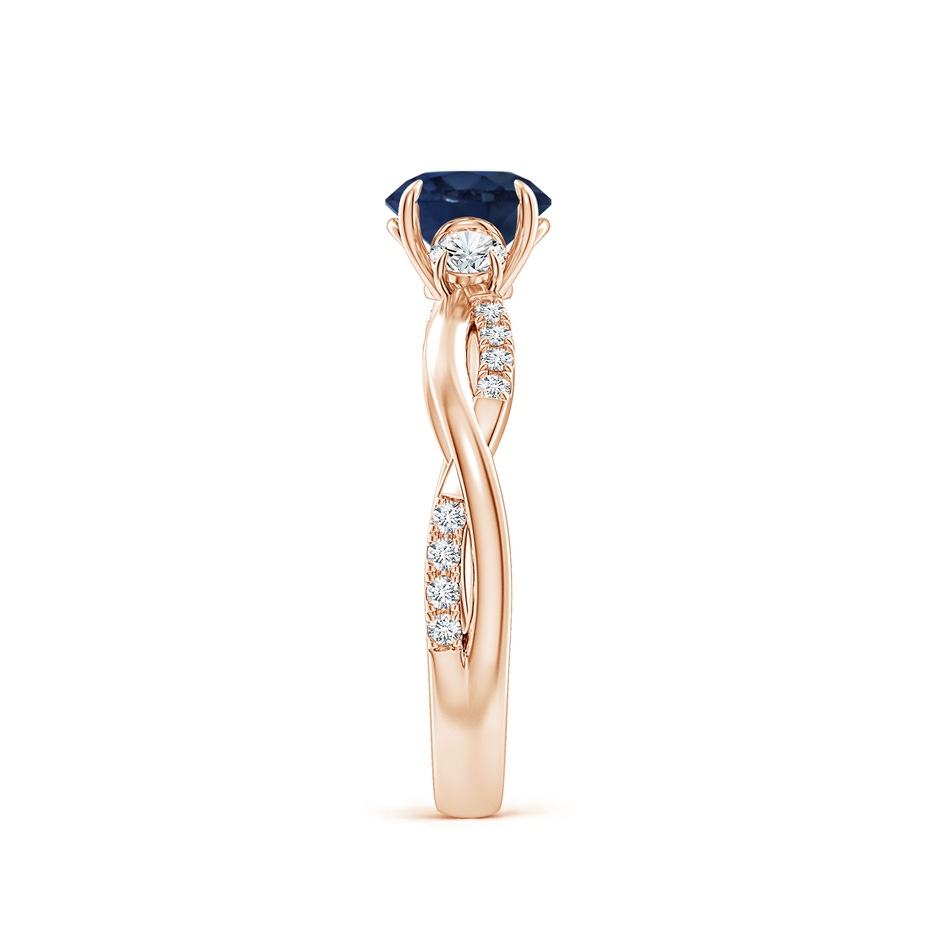 6mm AA Three Stone Round Blue Sapphire & Diamond Engagement Ring in Rose Gold side 299